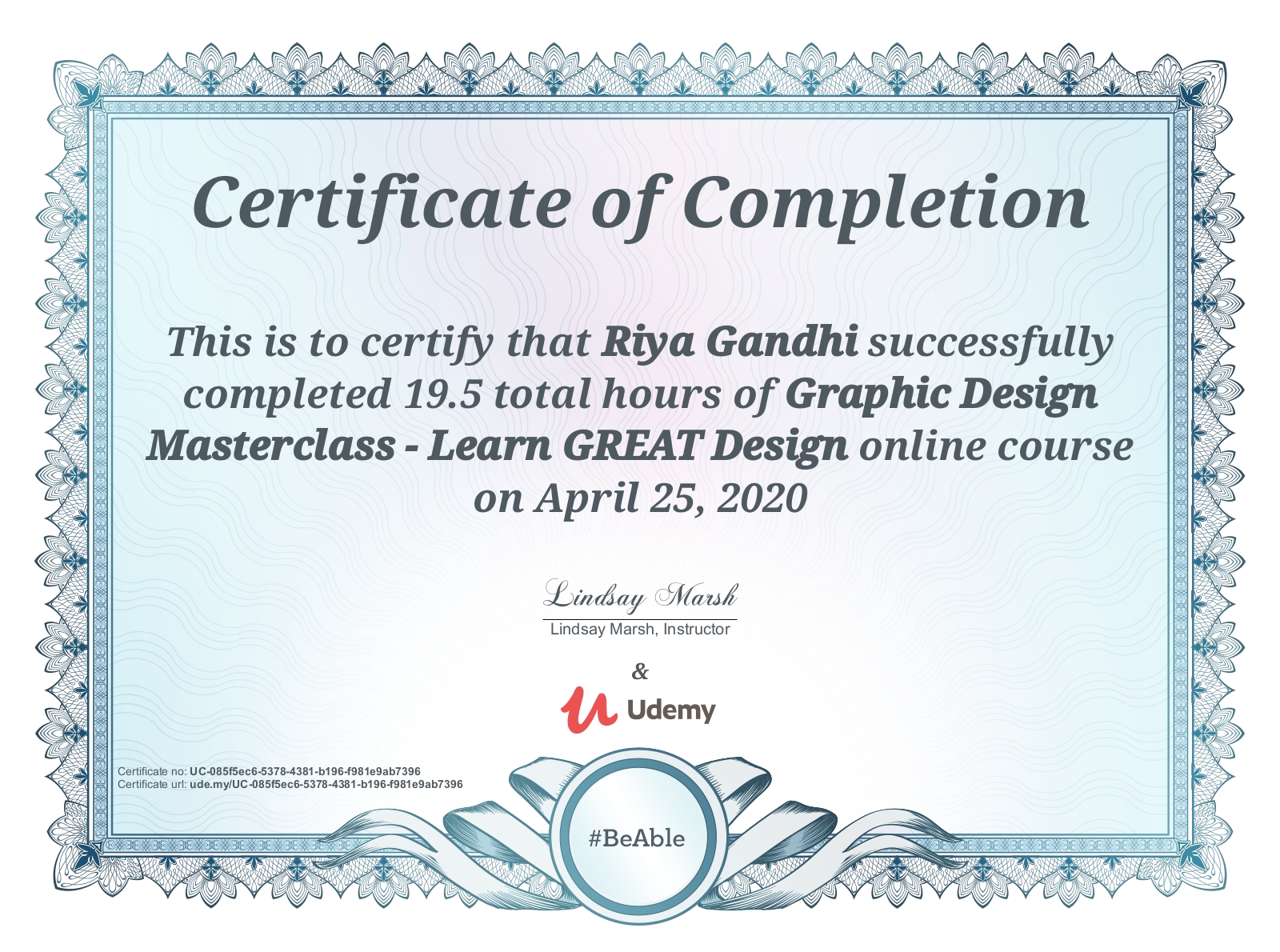 Graphic Design Certificate, Udemy