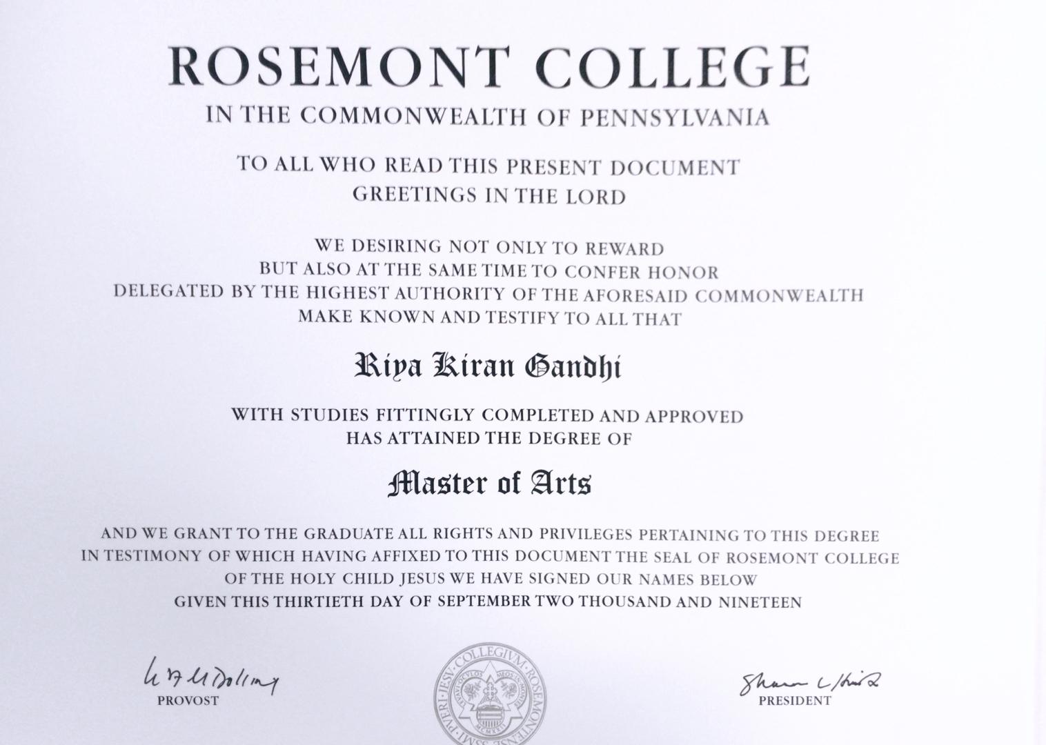 MA in Publishing degree, Rosemont College